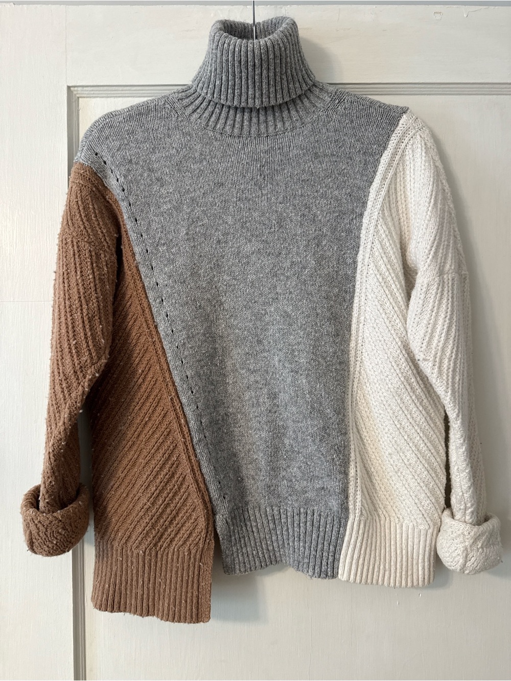 French Connection Turtleneck Colorblock Knit Sweater